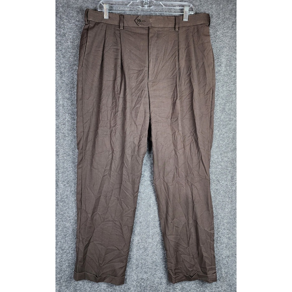 Savane Pants Mens 36x30 Select Edition Brown Pleated Cuffed EUC